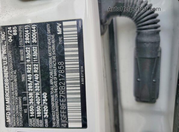 4JGFF8FE7RB217858 2024 MERCEDES-BENZ GLS White Vista de la etiqueta del VIN