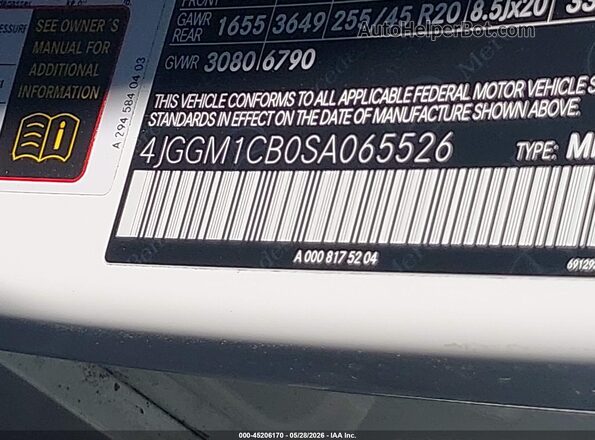 4JGGM1CB0SA065526 2025 MERCEDES-BENZ EQE 350 SUV White Շարժիչի բաժամունքի տեսք