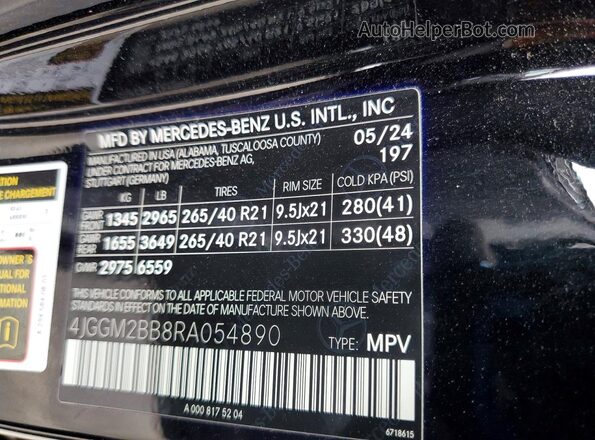 4JGGM2BB8RA054890 2024 MERCEDES-BENZ EQE Black 