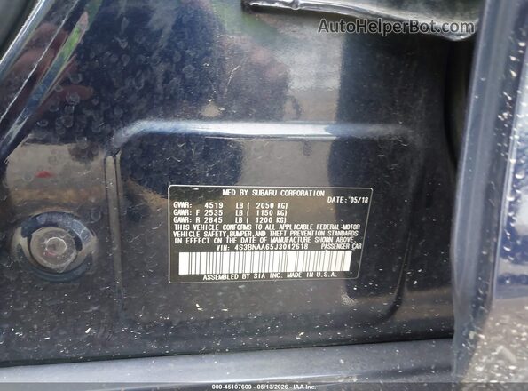 4S3BNAA65J3042618 2018 SUBARU LEGACY Blue Widok komory silnika