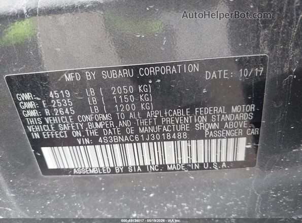 4S3BNAC61J3018488 2018 SUBARU LEGACY Серый Вид подкапотного пространства