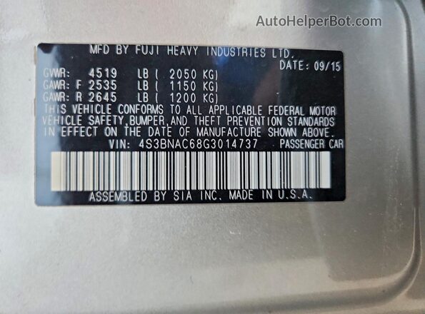 4S3BNAC68G3014737 2016 SUBARU LEGACY Tan 
