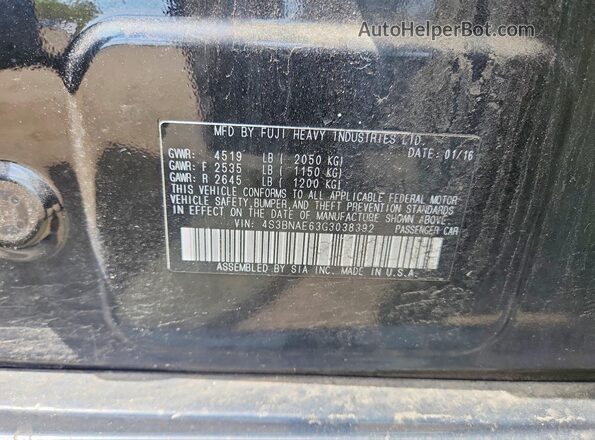 4S3BNAE63G3038392 2016 SUBARU LEGACY Black 