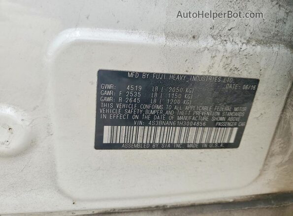 4S3BNAN61H3004856 2017 SUBARU LEGACY Белый 