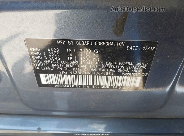 4S3BNEN60J3046884 2018 SUBARU LEGACY Синий Вид подкапотного пространства