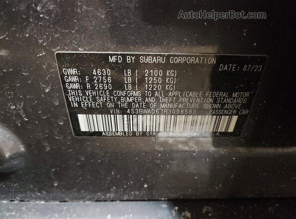 4S3BWAD61R3008583 2024 SUBARU LEGACY Gray 