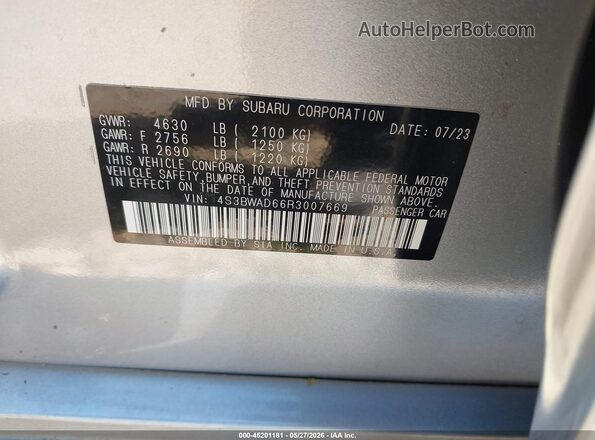 4S3BWAD66R3007669 2024 SUBARU LEGACY Gray Вид підкапотного простору