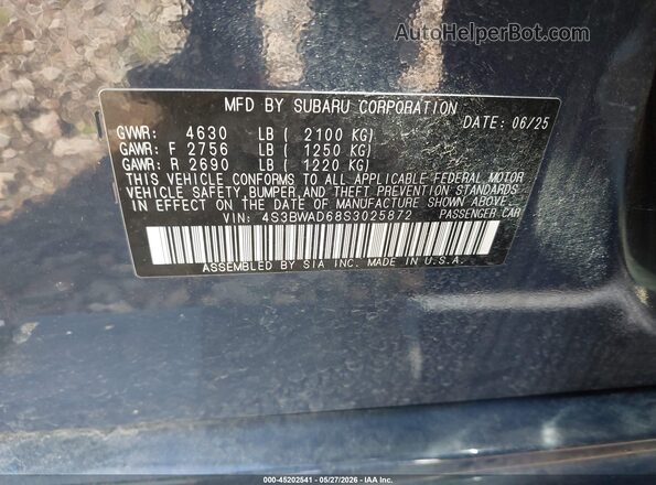 4S3BWAD68S3025872 2025 SUBARU LEGACY Navy 