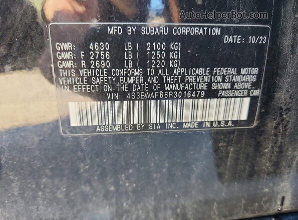4S3BWAF66R3016479 2024 SUBARU LEGACY Black Вид підкапотного простору
