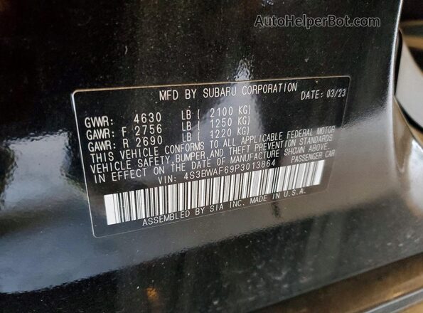 4S3BWAF69P3013864 2023 SUBARU LEGACY Black Вид підкапотного простору