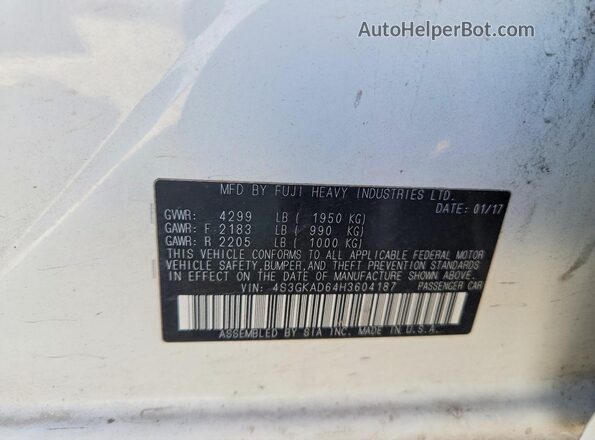 4S3GKAD64H3604187 2017 SUBARU IMPREZA White Շարժիչի բաժամունքի տեսք
