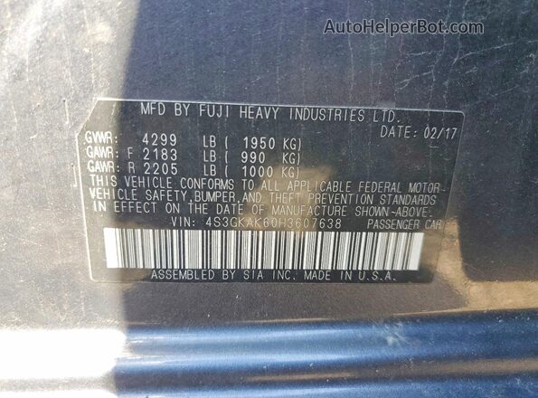 4S3GKAK60H3607638 2017 SUBARU IMPREZA Gray 