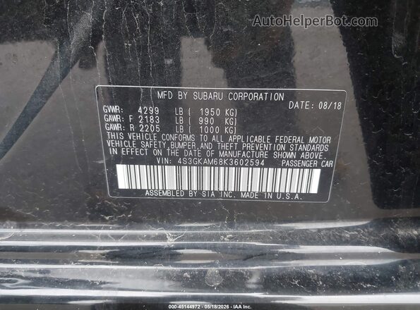 4S3GKAM68K3602594 2019 SUBARU IMPREZA Black Engine compartment view