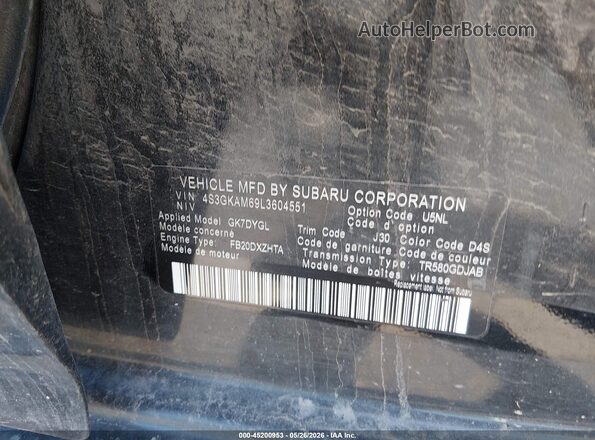 4S3GKAM69L3604551 2020 SUBARU IMPREZA Black Widok komory silnika