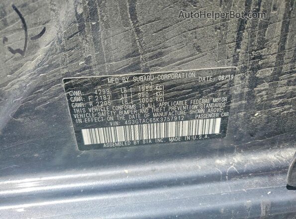 4S3GTAC65K3757912 2019 SUBARU IMPREZA Charcoal Панорамний вид салону 360°
