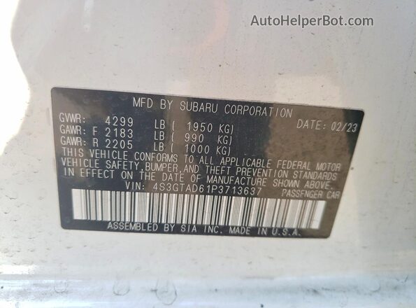 4S3GTAD61P3713637 2023 SUBARU IMPREZA White Вид підкапотного простору