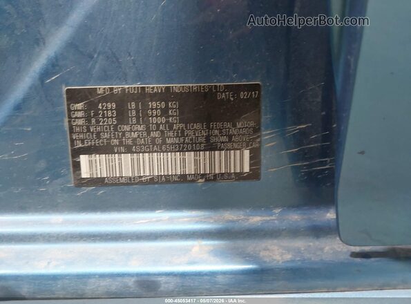 4S3GTAL65H3720108 2017 SUBARU IMPREZA Blue 