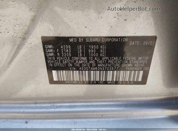 4S3GTAM60N3703677 2022 SUBARU IMPREZA Silver 
