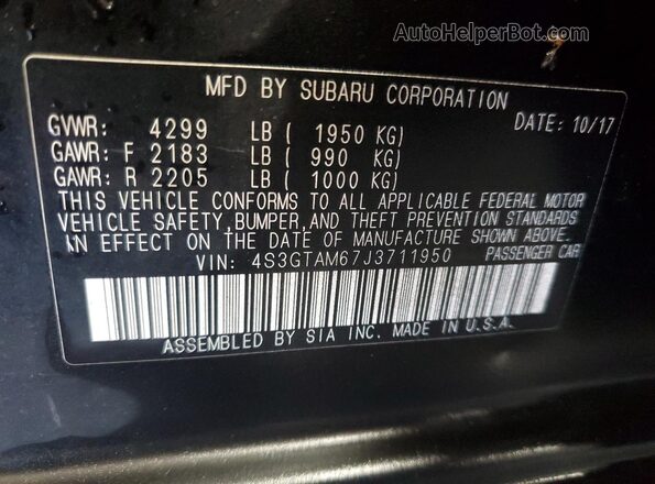 4S3GTAM67J3711950 2018 SUBARU IMPREZA Black Սալոնի 360 աստիճան տեսք