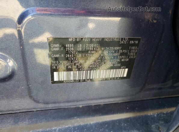 4S4BSAFC5H3263262 2017 SUBARU OUTBACK Blue 360 interior view