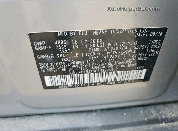 4S4BSANC6H3236914 2017 SUBARU OUTBACK Серебряный 