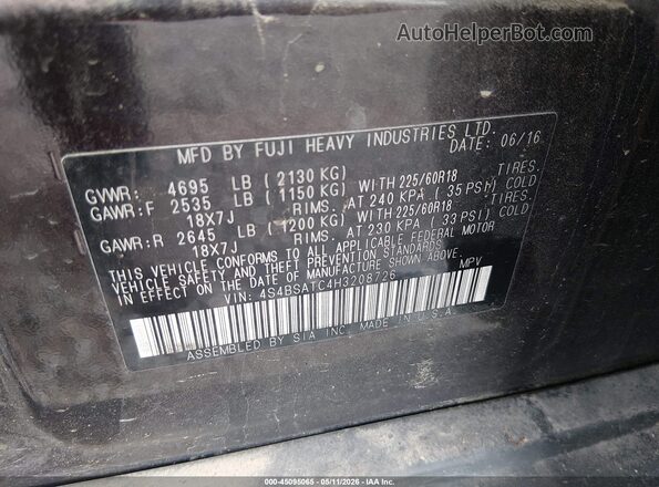 4S4BSATC4H3208726 2017 SUBARU OUTBACK Purple Вид підкапотного простору