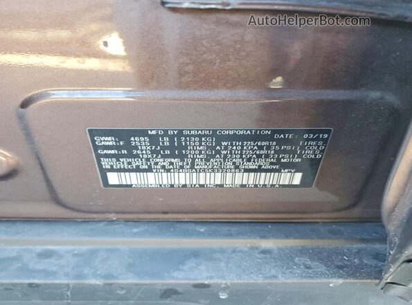 4S4BSATC5K3320863 2019 SUBARU OUTBACK Black 