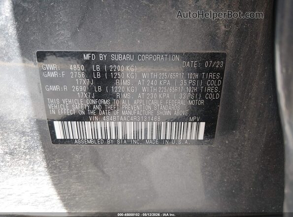 4S4BTAAC4R3131468 2024 SUBARU OUTBACK Серый Вид подкапотного пространства