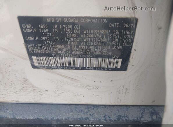 4S4BTACC0S3279541 2025 SUBARU OUTBACK Белый Вид подкапотного пространства