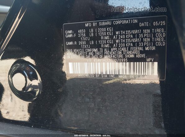 4S4BTACC5S3270995 2025 SUBARU OUTBACK Black Engine compartment view