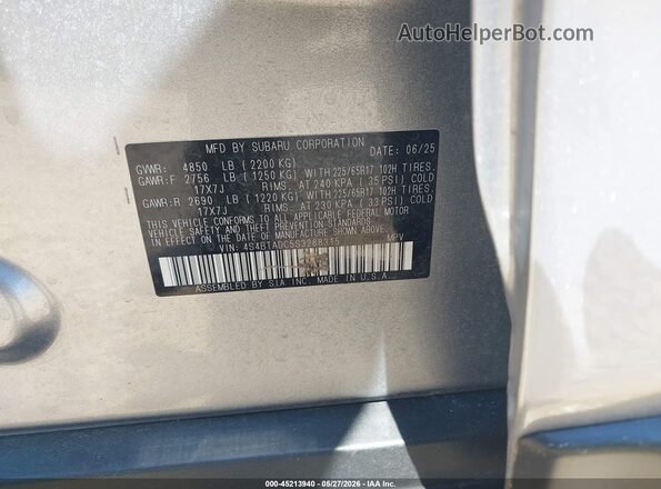 4S4BTADC5S3288315 2025 SUBARU OUTBACK Silver Vista del compartimento del motor