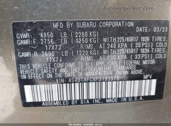 4S4BTAFCXP3193978 2023 SUBARU OUTBACK Green 