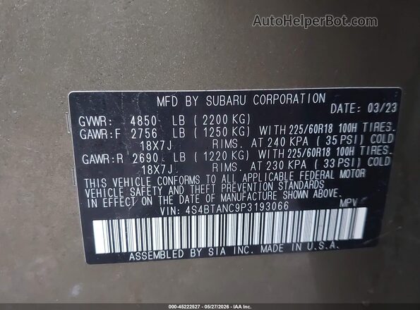 4S4BTANC9P3193066 2023 SUBARU OUTBACK Green Շարժիչի բաժամունքի տեսք