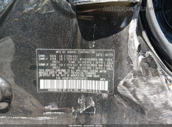 4S4BTGLD0N3124701 2022 SUBARU OUTBACK Black 