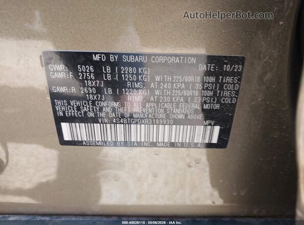 4S4BTGPDXR3189930 2024 SUBARU OUTBACK Green 