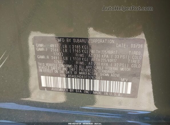 4S4GUHD63T3762561 2026 SUBARU CROSSTREK Green 