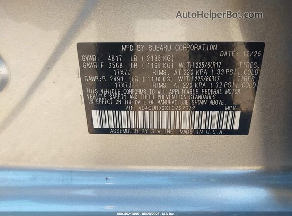 4S4GUHD6XT3722672 2026 SUBARU CROSSTREK Silver 