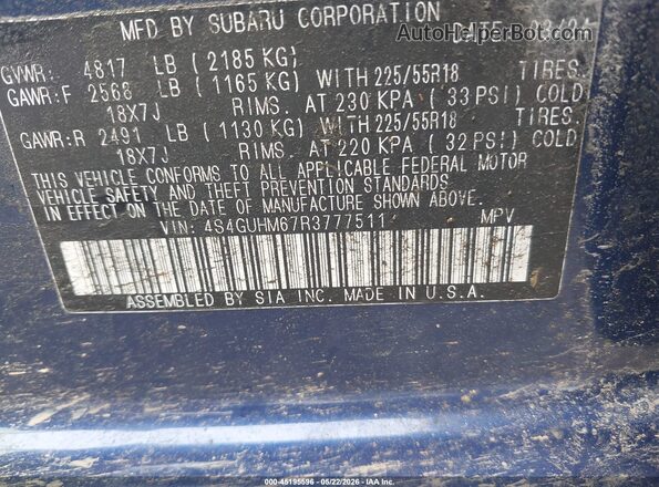 4S4GUHM67R3777511 2024 SUBARU CROSSTREK Blue Widok komory silnika