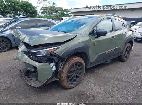 4S4GUHT69S3766744 2025 SUBARU CROSSTREK Green Առջևի ձախ երեք քառորդ տեսարան