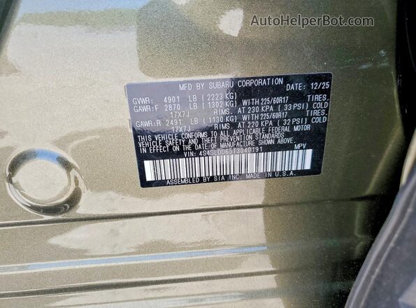 4S4SLDD65T3040191 2026 SUBARU FORESTER Green Շարժիչի բաժամունքի տեսք