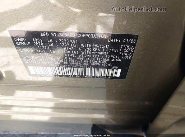 4S4SLDD6XT3043247 2026 SUBARU FORESTER Gray Вид підкапотного простору