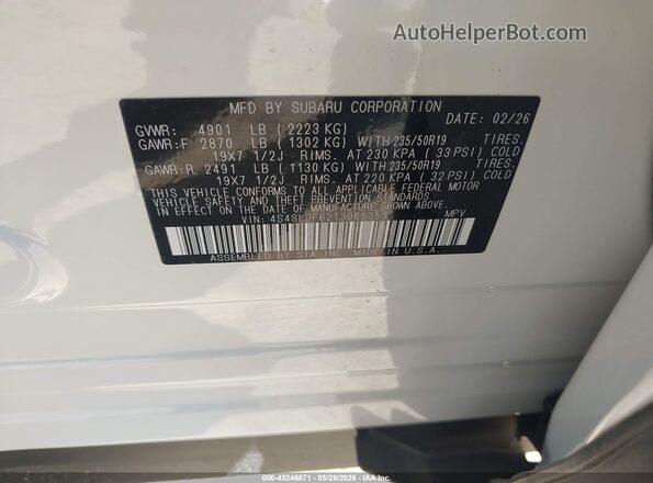 4S4SLDF62T3065353 2026 SUBARU FORESTER White 