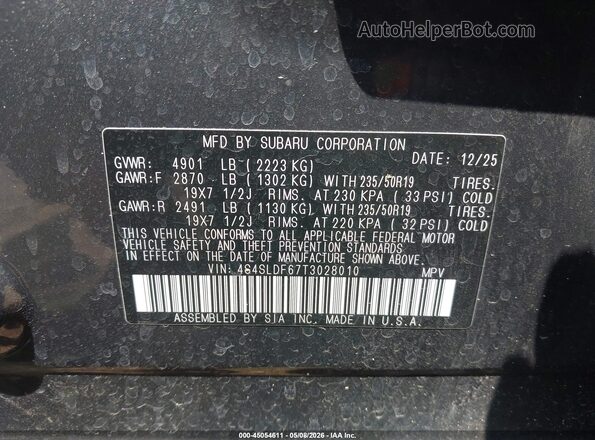 4S4SLDF67T3028010 2026 SUBARU FORESTER Gray Widok komory silnika