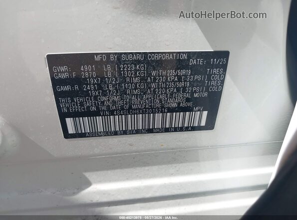 4S4SLDH6XT3015216 2026 SUBARU FORESTER White 