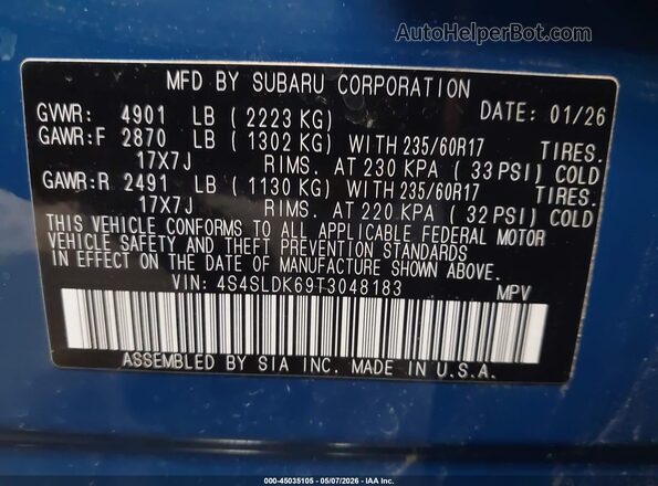 4S4SLDK69T3048183 2026 SUBARU FORESTER Blue Widok komory silnika