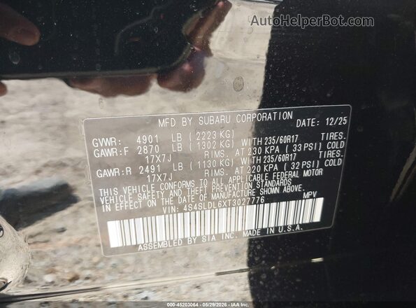 4S4SLDL6XT3027776 2026 SUBARU FORESTER Black 