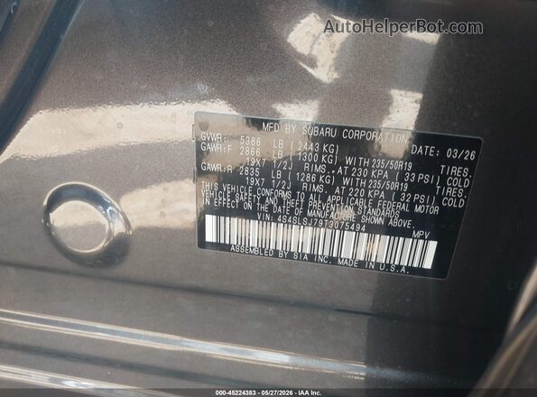 4S4SLSJ79T3075494 2026 SUBARU FORESTER Gray 