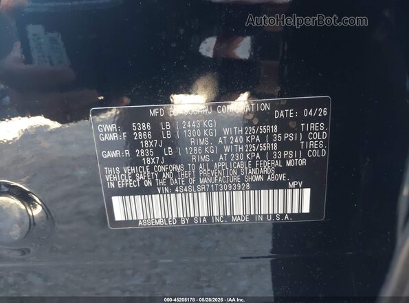 4S4SLSR71T3093928 2026 SUBARU FORESTER Black Вид підкапотного простору
