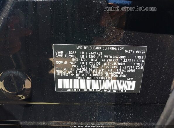 4S4SLST74T3094256 2026 SUBARU FORESTER Black 