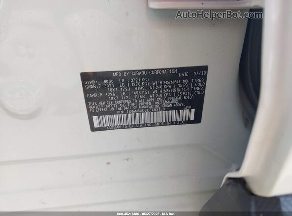 4S4WMAAD2L3408438 2020 SUBARU ASCENT White 